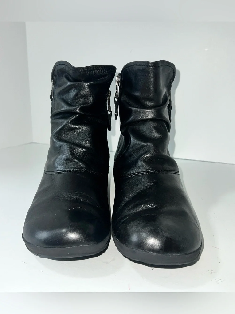 Josef Seibel Naly 24 Black Leather Ankle Boots Warm Lined Side Zip EU 38 US 7.5